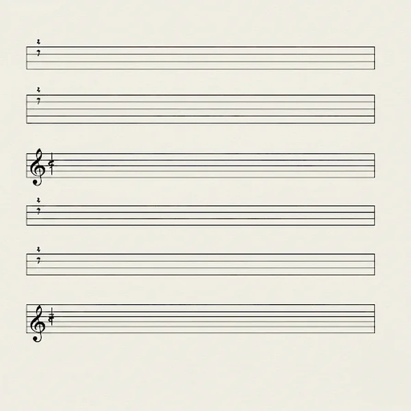 Blank staff paper sheet with 12 staves
