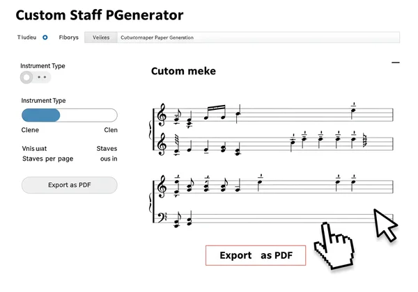 Custom staff paper generator interface on a screen