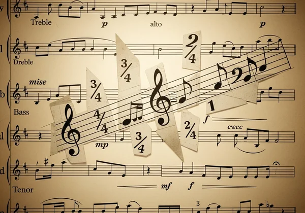 Essential music theory symbols on a page, staff paper
