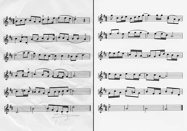 Clear vs messy hand-notated sheet music comparison