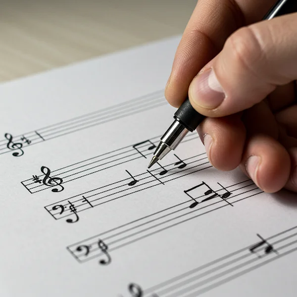 Writing clear music notation on staff paper