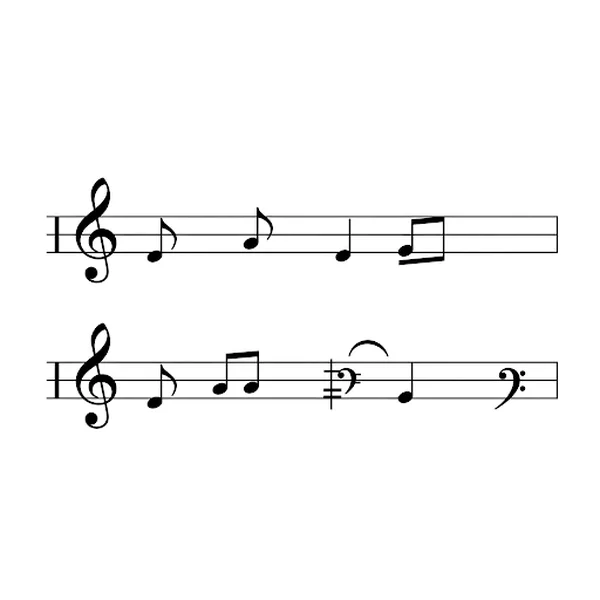Piano staff paper showing grand staff with treble & bass clefs.