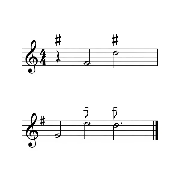 Key signatures with sharps and flats on music staff paper