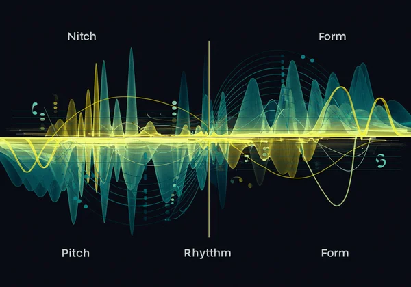 Abstract illustration of music pitch, rhythm, and form