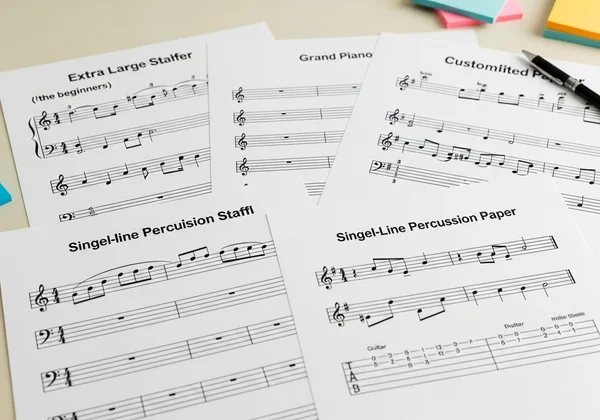 Customized staff paper for various music theory concepts