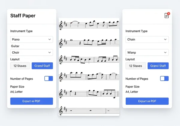 Online staff paper generator interface with customization options
