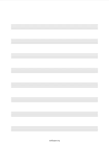 Стандартный нотный стан с нотами, линиями и промежутками